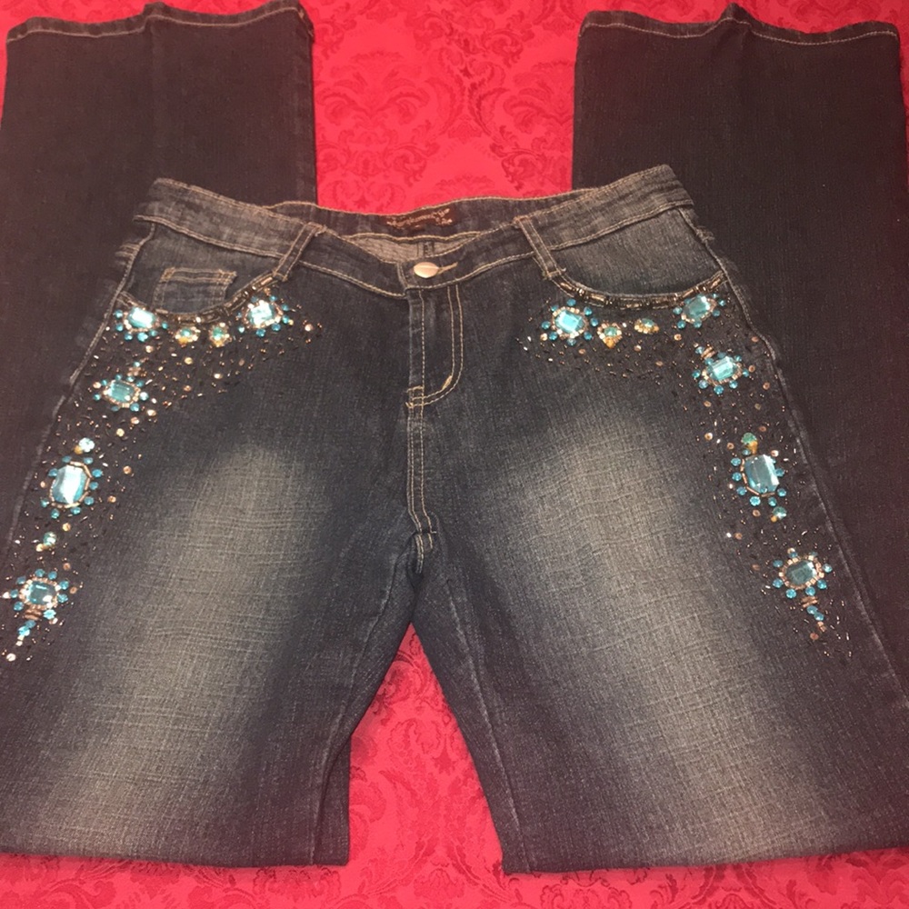 Bejeweled/Fabulous Mesmerize Blue Rhinestone Jean